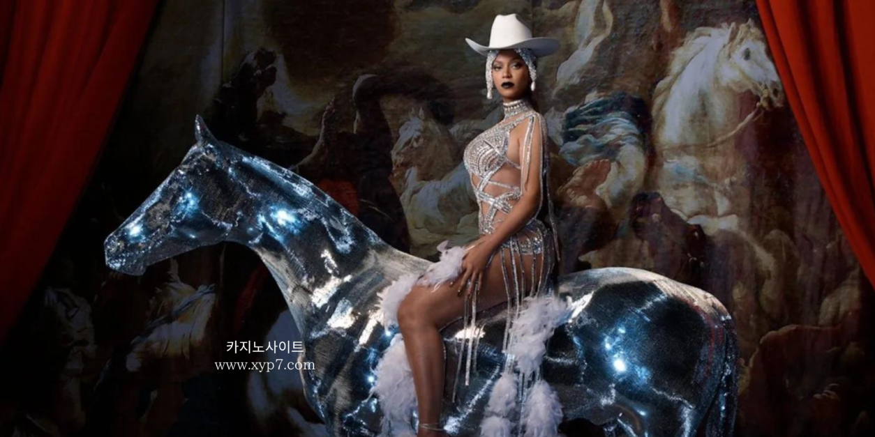 Beyonce riding a transparent horse for her album "Renaissance"